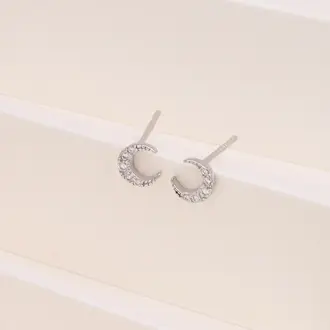 Attic Attic Crystal Moon Studs Sterling Silver Attic Attic Crystal Moon Studs Sterling Silver