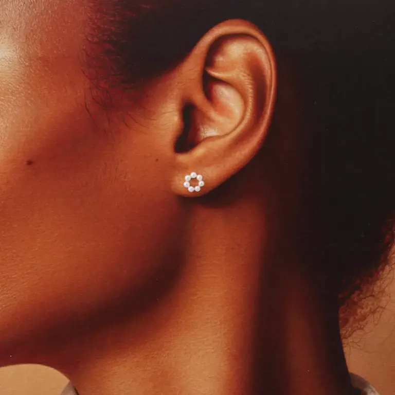 Attic Attic Pearl Flower Studs Sterling Silver