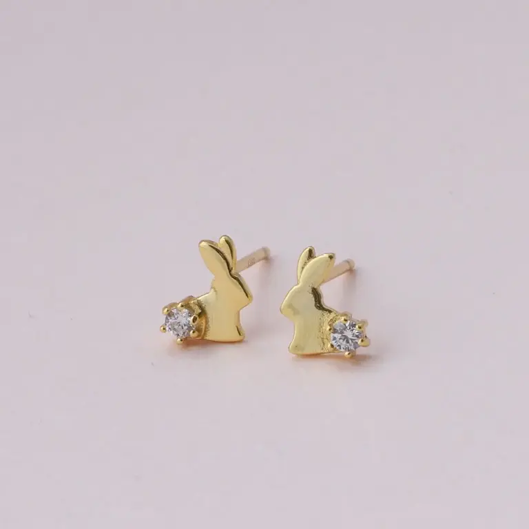 Attic Attic Jeweled Bunny Studs Gold