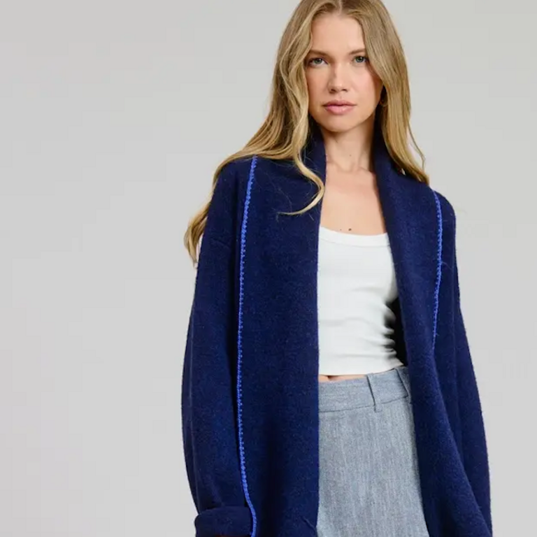 Flat White Flat White Embroidered Sardine Longline Cardigan O/S