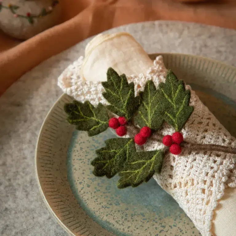 EGS EGS Fair Trade Felt Small Holly Branch