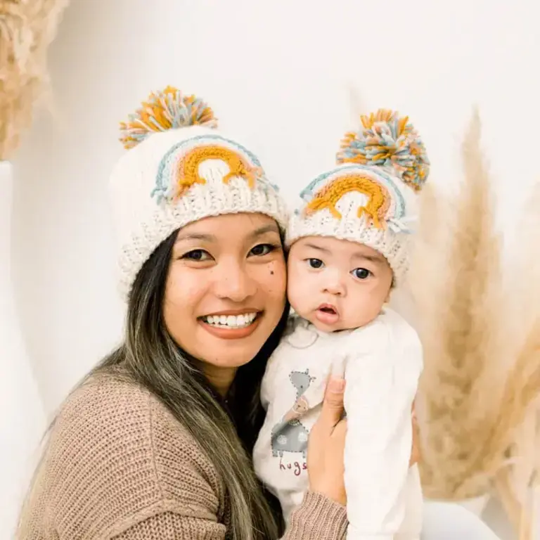 Hug Knits Hug Knits Handknit Rainbow Beanie - Teal