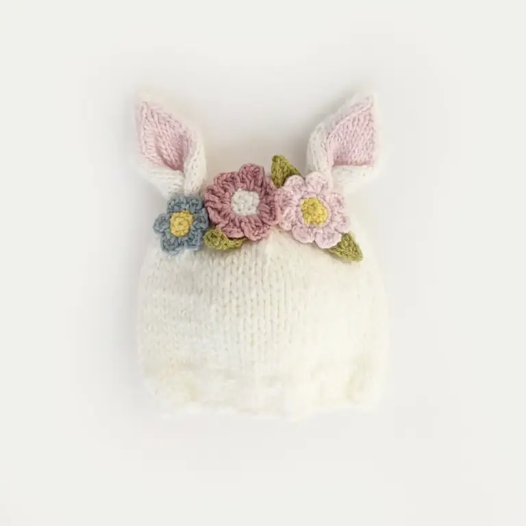 Hug Knits Hug Knits Handknit Flower Bunny Beanie