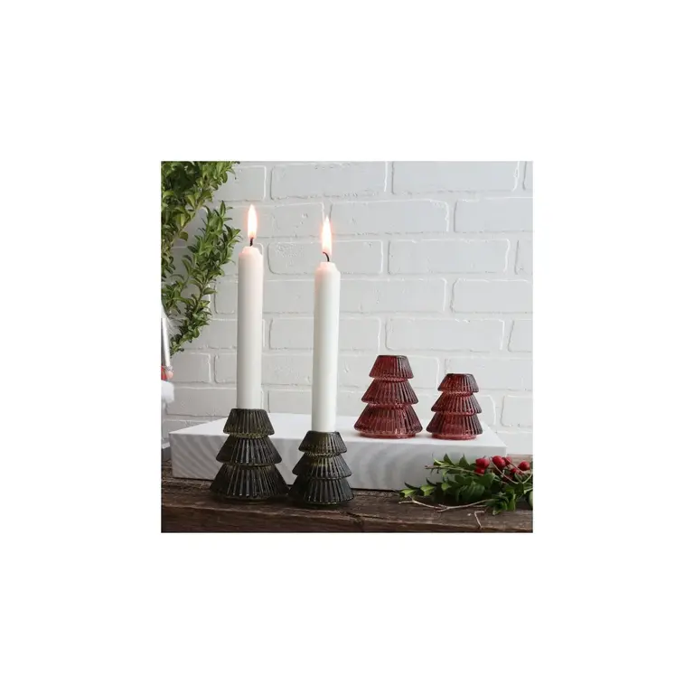 HMN Tree Shaped Taper Candle Holder Red (Large)