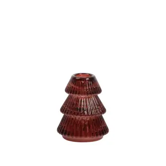 HMN Tree Shaped Taper Candle Holder Red