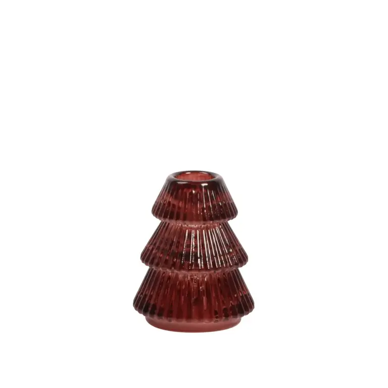 HMN Tree Shaped Taper Candle Holder Red