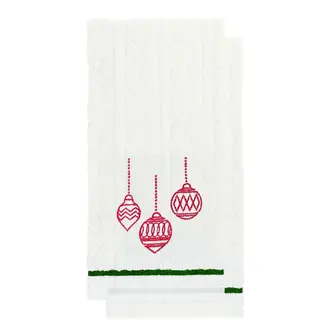 HMN Embroidered Ornaments Terry Towels S/2