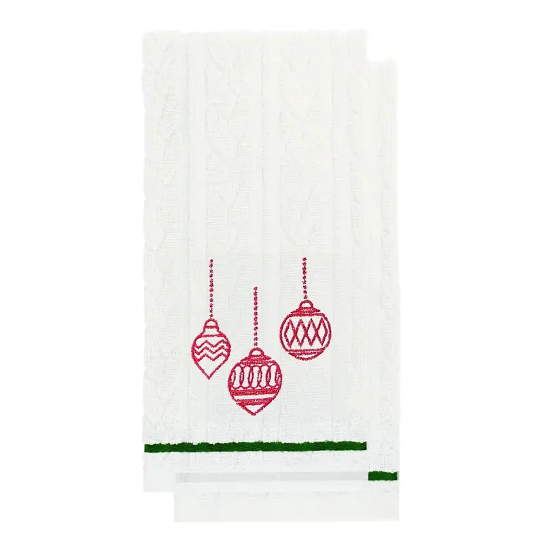 HMN Embroidered Ornaments Terry Towels S/2