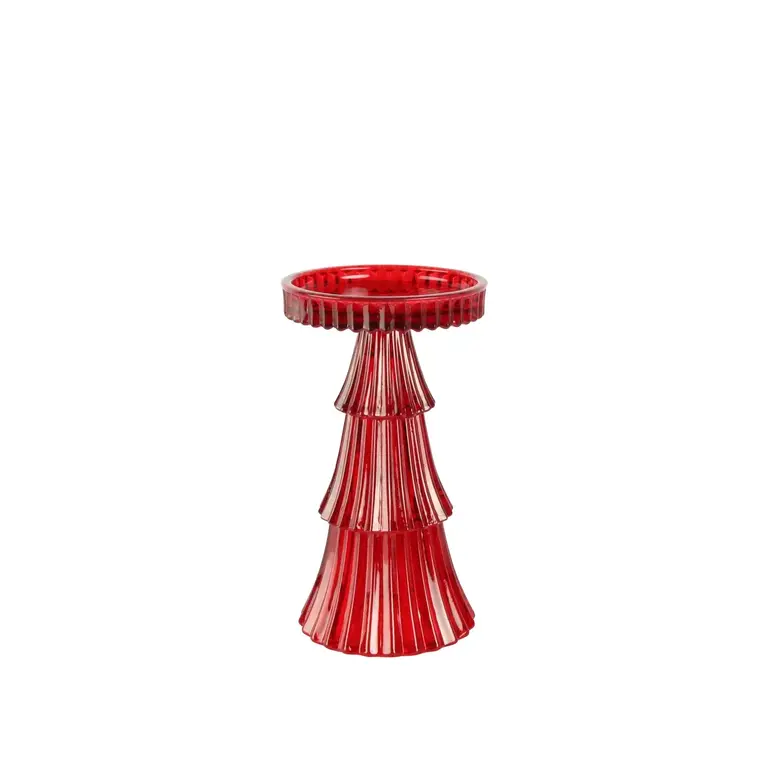 HMN Tree Pillar Candle Holder Red Large 4x7