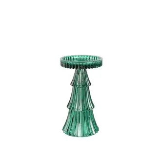 HMN Tree Pillar Candle Holder Green Large 4x7