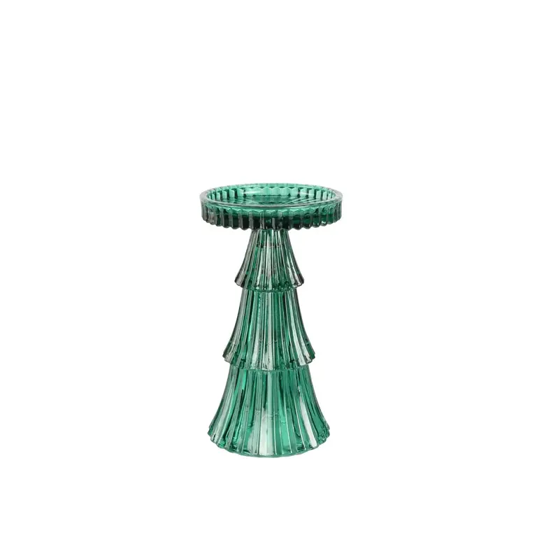 HMN Tree Pillar Candle Holder Green Large 4x7