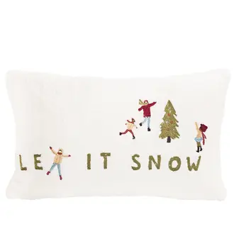 HMN Let It Snow Embroidered Cushion  12x20 (Insert Included)