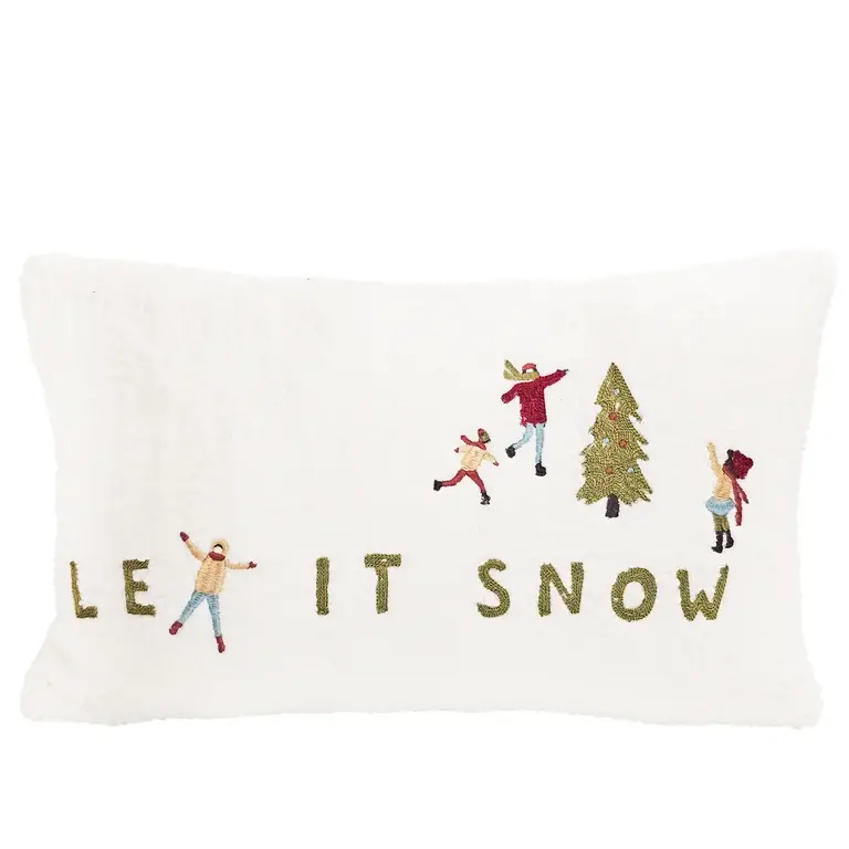 HMN Let It Snow Embroidered Cushion  12x20 (Insert Included)