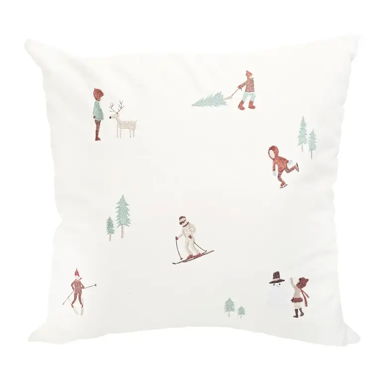 HMN Winter Fun Embroidered Cushion 18x18 (Insert Included)
