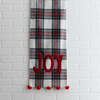 Harman HMN Pom Pom Plaid Table Runner - Joy