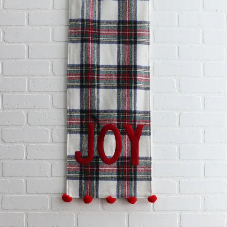 Harman HMN Pom Pom Plaid Table Runner - Joy