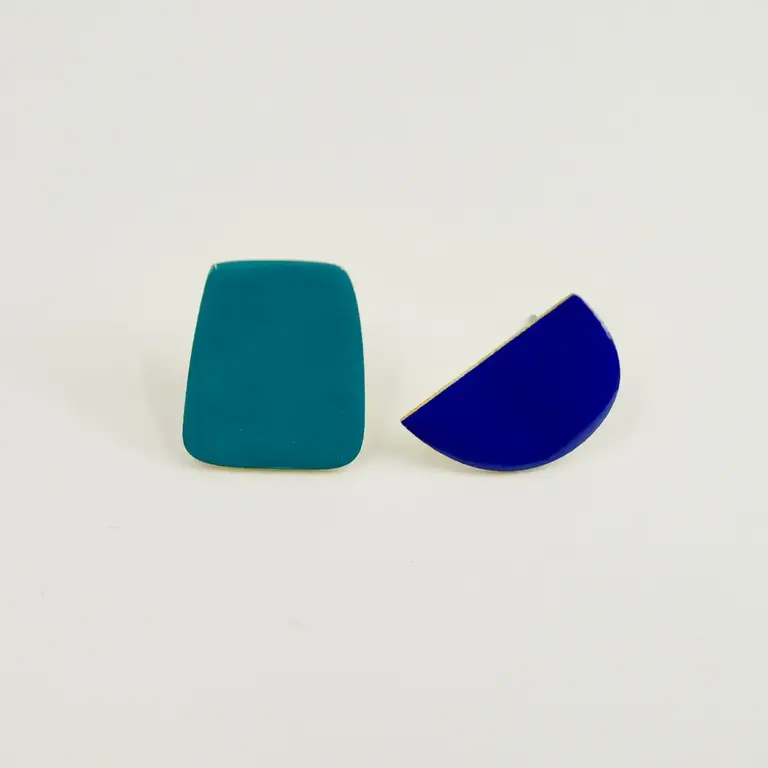 Copper Bee Copper Bee Bold Bright Earrings Square + Semi Circle