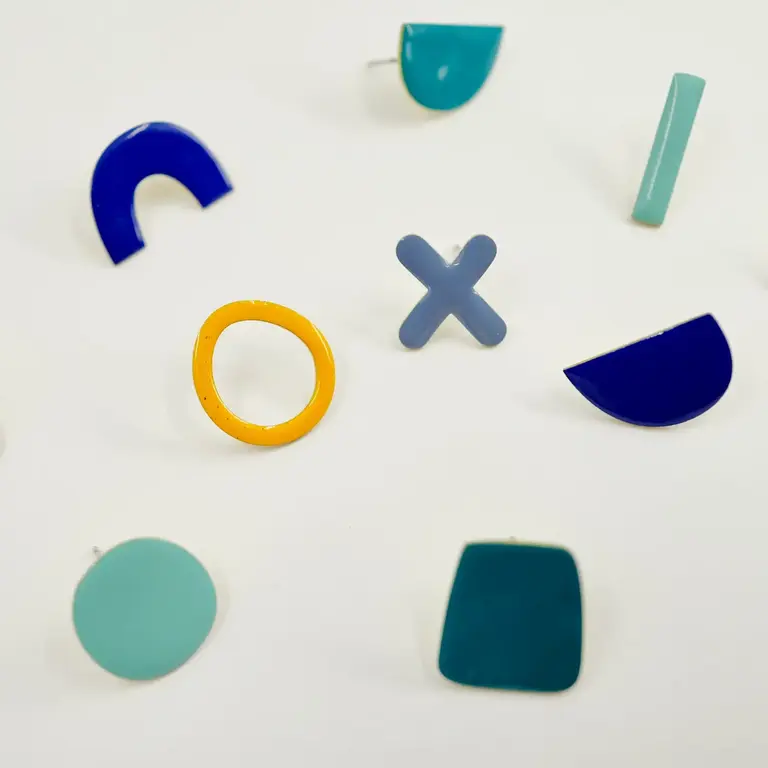 Copper Bee Copper Bee Bold Bright Earrings Square + Semi Circle