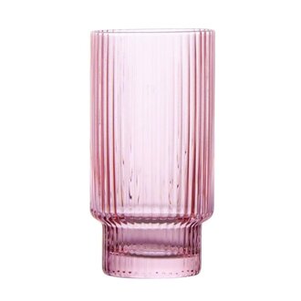 ICM Ribbed Highball Glass Rose 14.2 oz