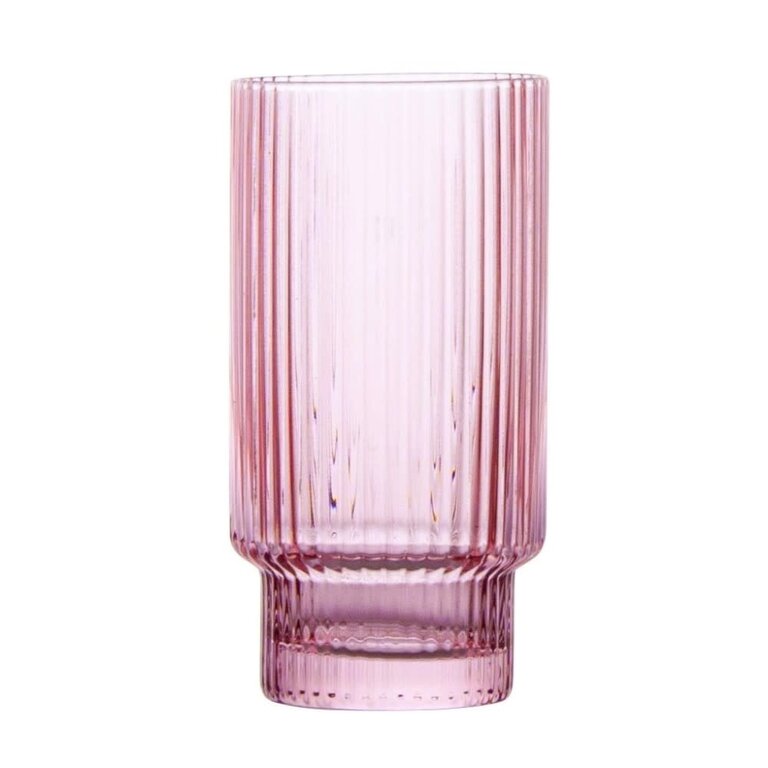 ICM Ribbed Highball Glass Rose 14.2 oz