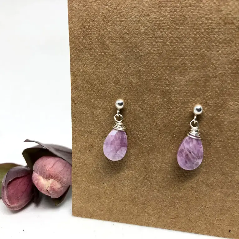 Naked Sage Naked Sage Linnaea Earrings - Pink Sapphire - Sterling Silver