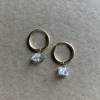 Naked Sage Naked Sage Herkimer Diamond Hoops Gold