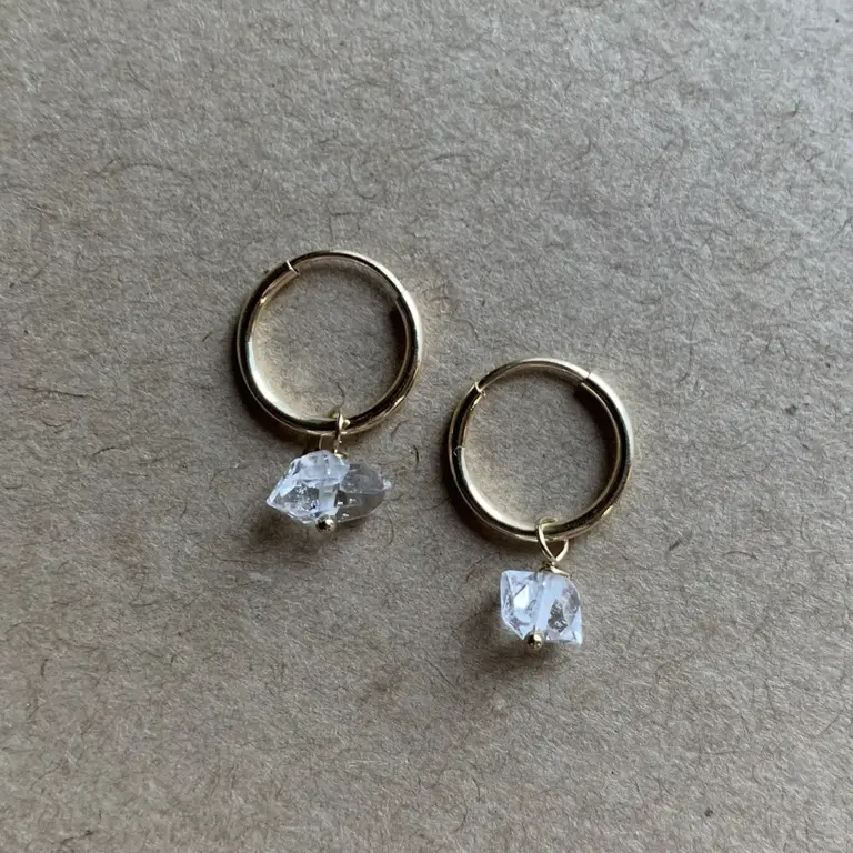 Naked Sage Naked Sage Herkimer Diamond Hoops Gold