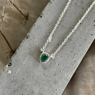 Naked Sage Naked Sage Joy Necklace Emerald + Silver 18"