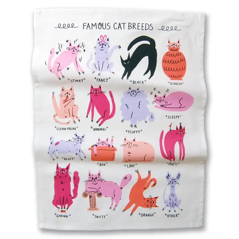 Badger & Burke Badger & Burke Famous Cat Breeds Tea Towel
