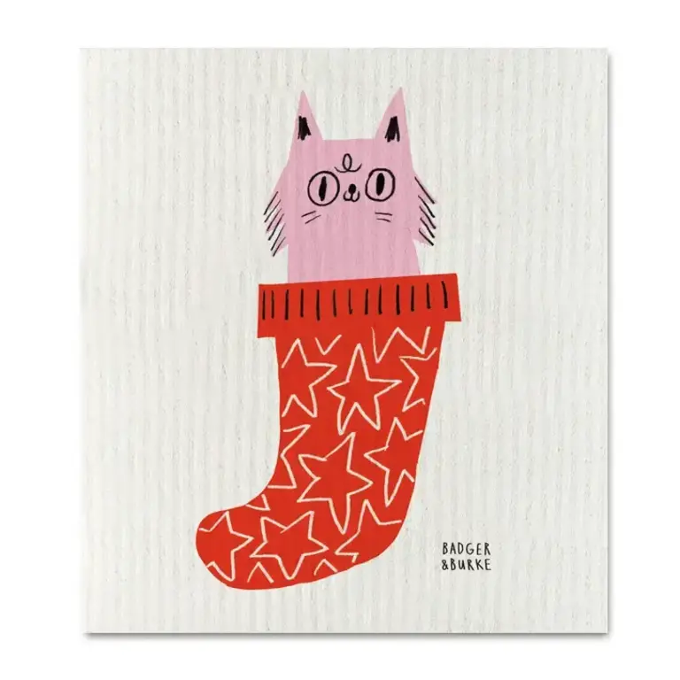 Badger & Burke Badger & Burke X-Mas Kitty Swedish Sponge Cloth