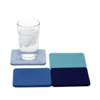 Graf Lantz Graf Lantz Merino Coasters Set 4 Square - Ocean