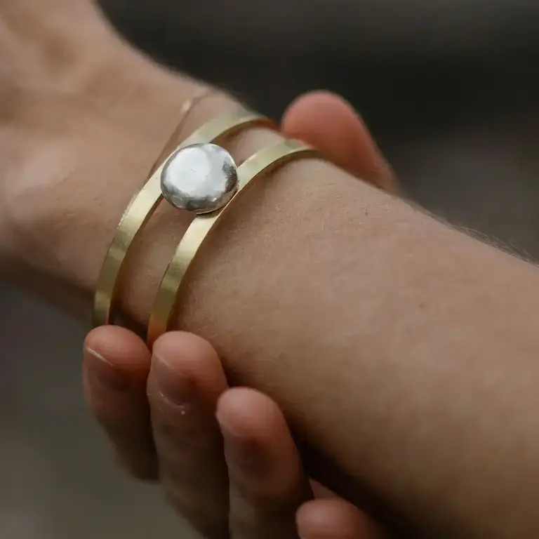 Madini Madini Silver Cluster Brass Cuff