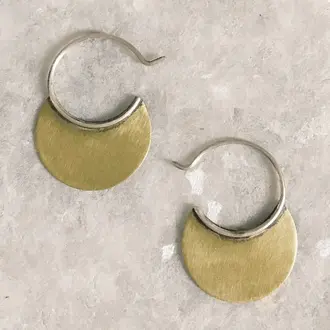 Madini Madini Tiny Brass Discs Sterling Circle Hoops