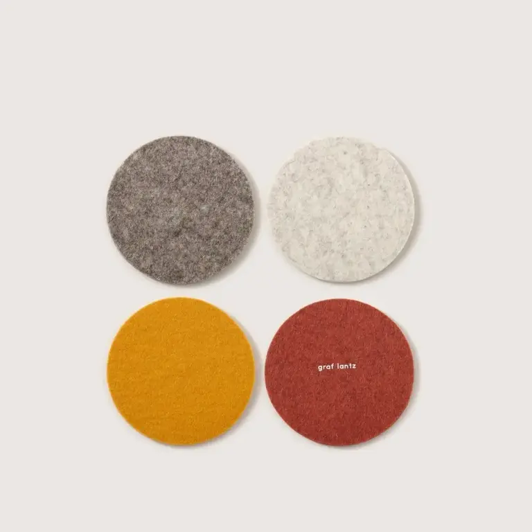 Graf Lantz Graf Lantz Merino Felt Coasters Set 4 Round - Desert Sun