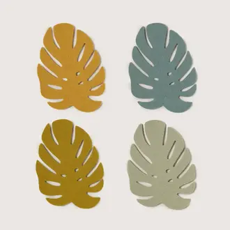 Graf Lantz Graf Lantz Merino Felt Monstera Coasters S/4 Jungle