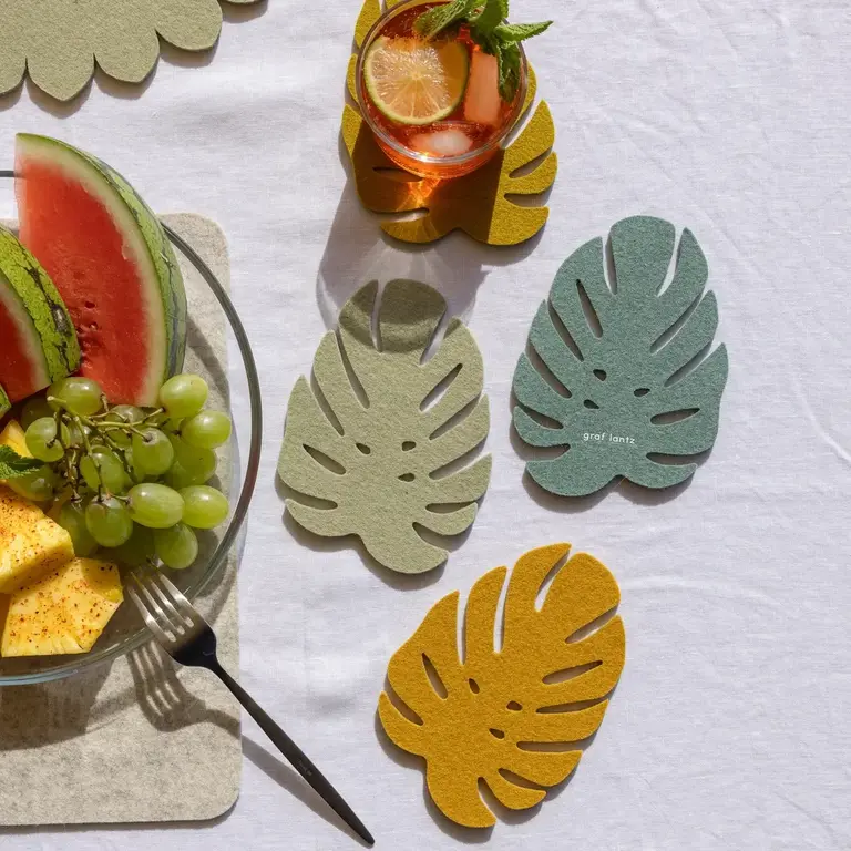 Graf Lantz Graf Lantz Merino Felt Monstera Coasters S/4 Jungle
