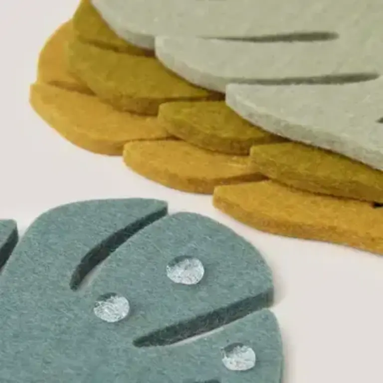 Graf Lantz Graf Lantz Merino Felt Monstera Coasters S/4 Jungle