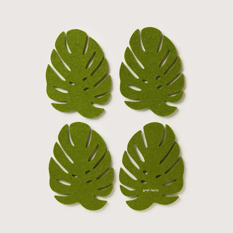 Graf Lantz Graf Lantz Merino Felt Monstera Coasters S/4 Loden