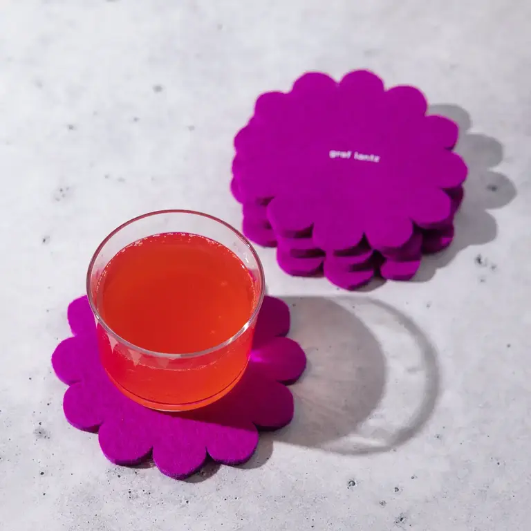 Graf Lantz Graf Lantz Merino Felt Crest Coasters S/4 Fuchsia