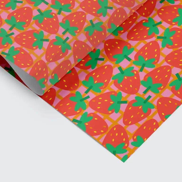 Studio Boketto Studio Boketto Gift Wrap Single Sheet - Strawberry