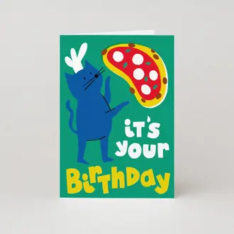 Studio Boketto Studio Pizzeria Cat Birthday Card