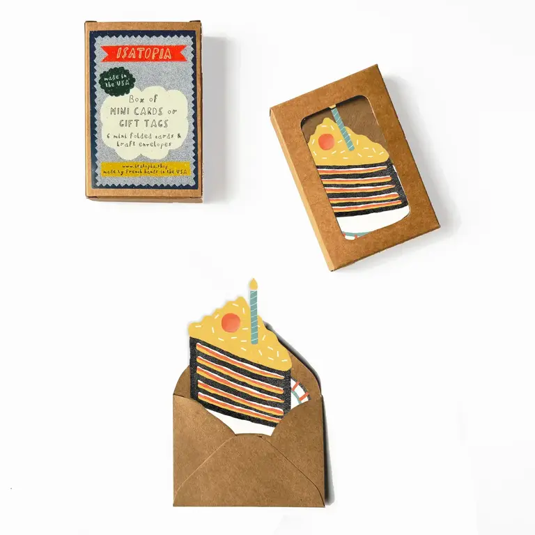 Isatopia Isatopia Box of 6 Mini Cards Birthday Cake