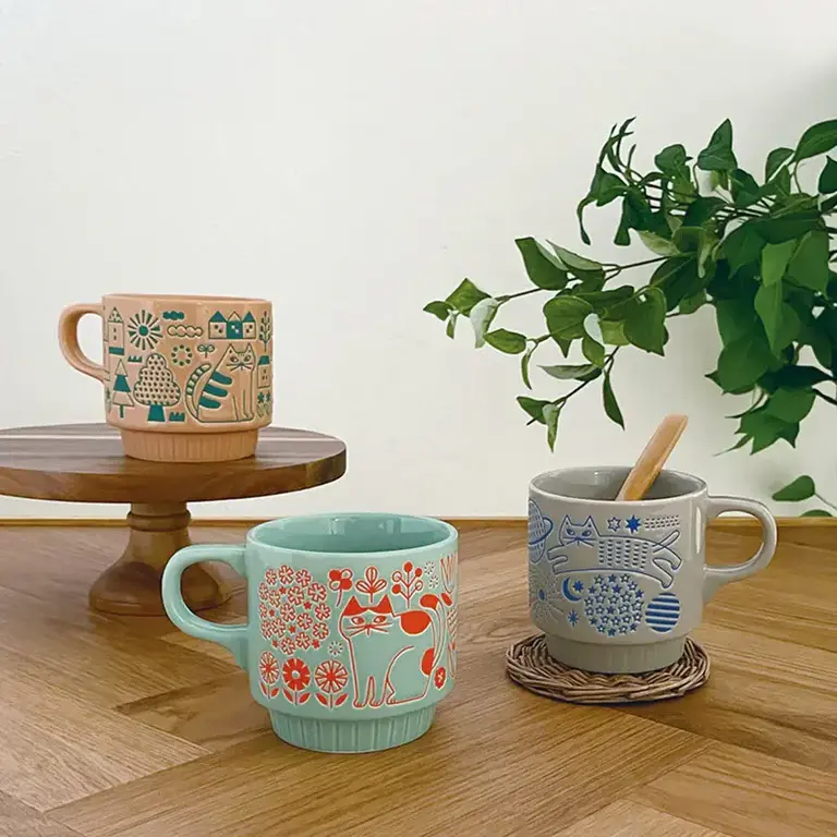 Fika Japan Fika Flower Garden Cat Stackable Mug 300ml
