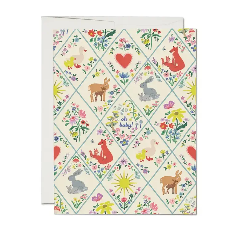 Red Cap Cards Red Cap Woodland Critters Baby Card