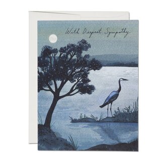 Red Cap Cards Red Cap Blue Heron Sympathy Card