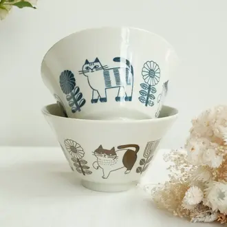 Fika Japan Fika Large Donburi Bowl Navy Cat