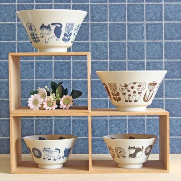 Fika Japan Fika Large Donburi Bowl Navy Cat