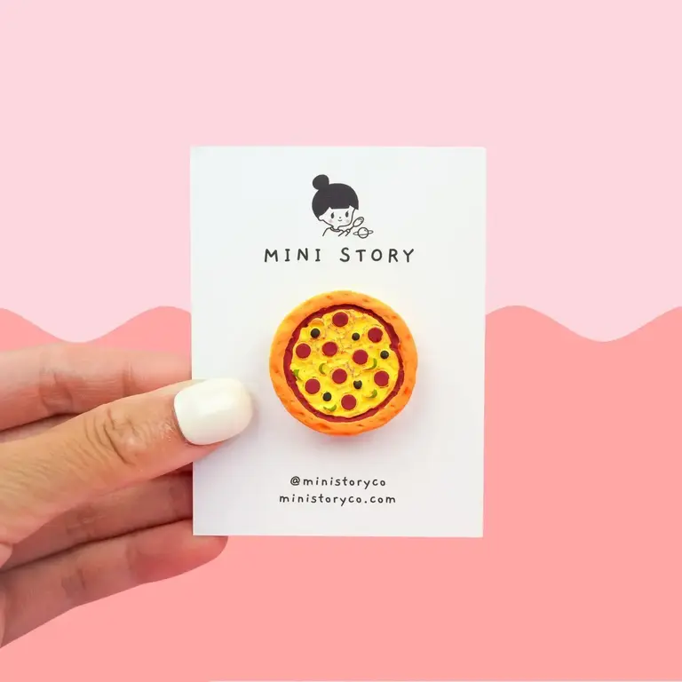 Mini Story Co Mini Story Handmade Brooch Pepperoni Pizza