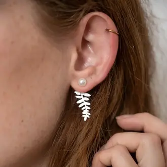 Birch Birch Fern Leaf Ear Jackets - Silver
