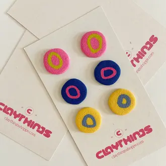 Clay Things Clay Things Colourful Circle Stud Pack